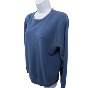VTG 100% Cashmere Blue Crewneck XL Sweater Minimalist Office Classic Layering